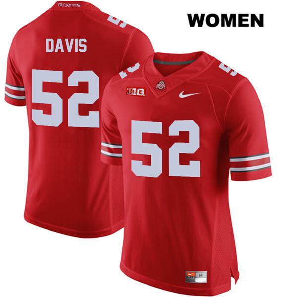 Ohio State Buckeyes Women's Wyatt Davis #52 Red Authentic Nike College NCAA Stitched Football Jersey BH19Y56UU